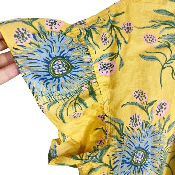 MADEWELL Ruffle Sleeve Button Down Shirt in Painted Blooms Size Medium - Picture 7 of 12